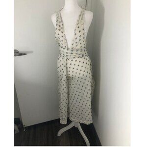 Free People Plunge V Neck Jumpsuit Matching Belt Sz M